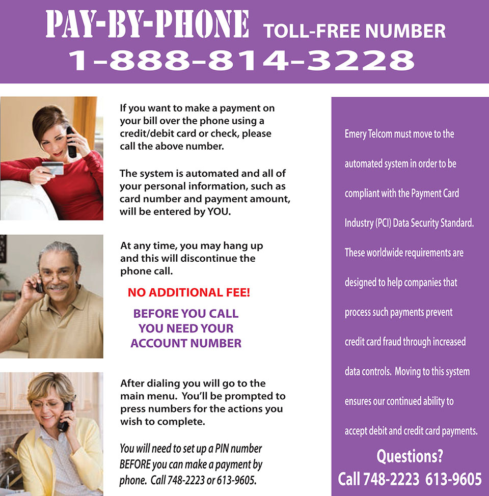 Pay Your Emery Telcom Bill by Phone